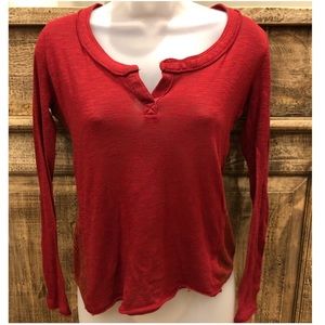 POOF! Red long sleeve with stitched back